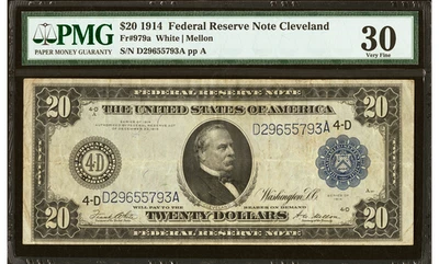 Fr. 979a $20 1914 Federal Reserve Note PMG VF30 - Image 1 of 2