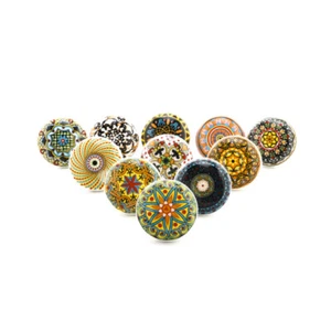 ⭐ 10 x Round Multicoloured Mix Ceramic Knobs Door Handle Cabinet Drawer Cupboard - Picture 1 of 15