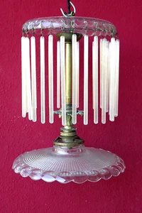 Gründerzeit / Jugendstil-Deckenlampe mit Glasstäben, Bronze / Messing Montur - Picture 1 of 5