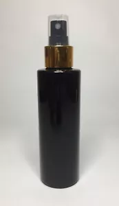 100 ml schwarze zylindrische HAUSTIER Kunststoffflasche & glänzend gold/schwarzes Spray JEDE MENGE - Bild 1 von 1