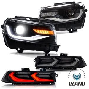 VLAND LED Headlights + SMOKED Tail Lights For Chevrolet Chevy Camaro 2014-2015 - Picture 1 of 20