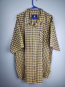 Rocawear Mens Shirt 5X B&T Short Sleeve Blue & Yellow Plaid Button Up EUC