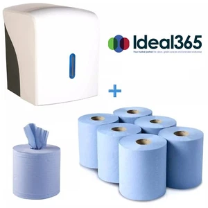 Papier und Spender Starterpaket Konvolut enthält 6 blaue Mittelzuführrollen - Bild 1 von 6
