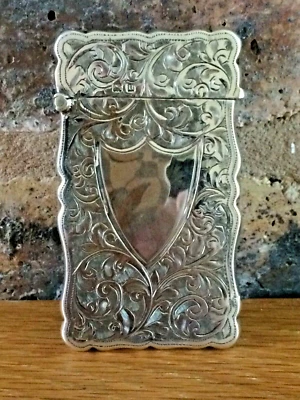 Superb Silver 1912 Engine Turned Floral Scroll Card Case by Joseph Gloster Ltd - Image 1 of 4