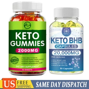 Best KETO BHB Diet Pills Ketogenic ACV Weight Loss Fat Burner,Detox 60 Gummies - Picture 1 of 19