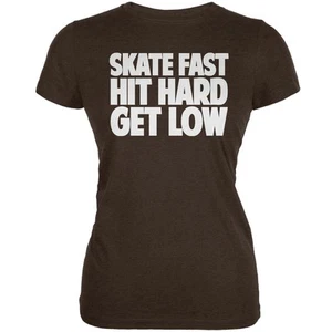 Roller Derby Skate Fast Heather Brown Juniors Soft T-Shirt - Picture 1 of 1