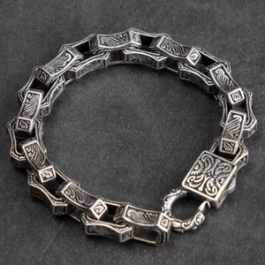 925 Sterling Silver Plated Bangle Bracelet Chain Popular Vintage Bracelets Mens - Picture 1 of 8