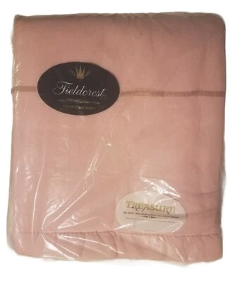 Vtg Fieldcrest Twin Blanket Baby pink satin trim treasure Bed USA Barbiecore - Image 1 of 3