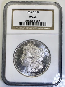 Dólar de plata Morgan 1885-O $1 NGC MS62, SIN CIRCULAR, magnífico brillo - Imagen 1 de 2