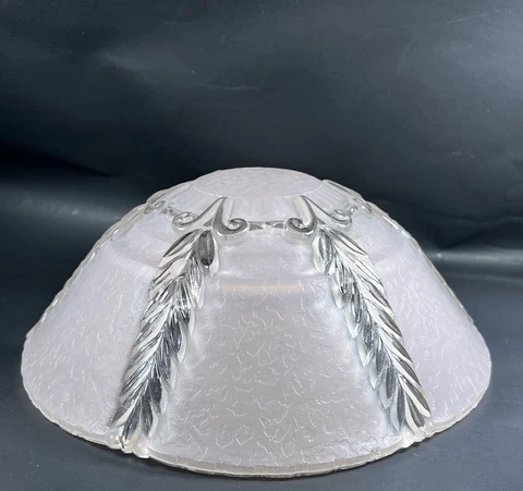 Vintage Bead Chain Glass Ceiling Shade Pastel Pink & Clear Feathers Cover
