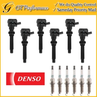 Качественная катушка зажигания и свеча зажигания DENSO 6 шт. для Jaguar F-Pace F-Type XE XF XJ - Изображение 1 из 4