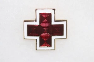 WWII TYP US AMERIKANISCHES ROTES KREUZ EMAILLE MÜTZE / UNIFORM ANSTECKNADEL ABZEICHEN DI WAPPEN LESEN* - Bild 1 von 2