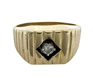 Anello solitario in oro giallo 14 kt e diamanti 8,55 GM misura 7,25 - Foto 1 di 3