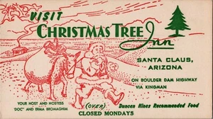 1960s The Christmas Tree Inn Santa Claus, Arizona Vintage Business Card #2924 - Picture 1 of 2