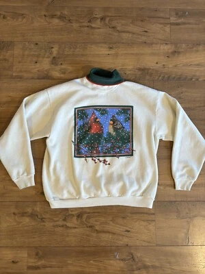Vintage 90’s Lee Sweatshirt Women’s Large Festive Cardinal Collared Crewneck - Image 1 of 4