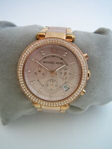 MICHAEL KORS PARKER WOMENS WATCH MK5896 ROSE GOLD CHRONOGRAPH CRYSTALS GENUINE