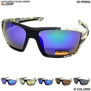 LOTE AL POR MAYOR Deportes Envoltura Camuflaje Caza Pesca GAFAS DE SOL 12 Pares - Imagen 1 de 24