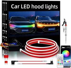 Car Led Lights Exterior RGB Hood Light Strip Waterproof Multicolor Dynamic Scan - Picture 1 of 11