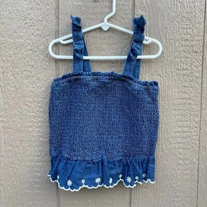 Old navy Sleeveless Bow-Tie Smocked Jean Top for Toddler Girls size 5T - Picture 1 of 2