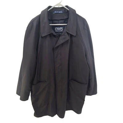 Gabardina Chaps Ralph Laure Overcaot cremallera completa negra para hombre talla XL clásica Foto 1 de 4