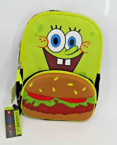 Unique Nickelodeon SpongeBob SquarePants Hamburger Backpack 17" NWT - Picture 1 of 5