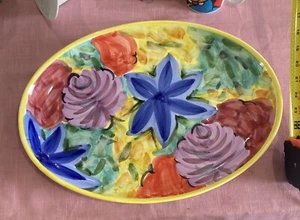 R.H. Macy's The Cellar Made In Italy 18” Hand Painted Oval Serving Platter - Picture 1 of 8