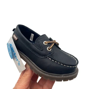 Carters Toddler Boy's Boat-Dress Shoes Size 8 Navy Blue Slip on Casual & Comfy - Picture 1 of 11