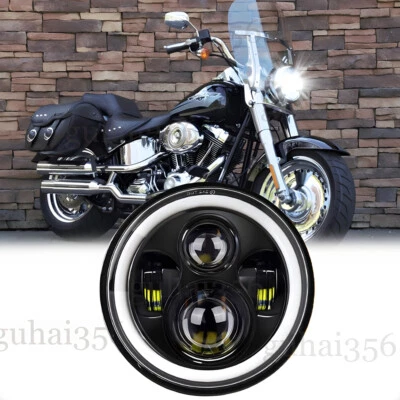 Faro proyector LED negro de 7 pulgadas haz alto/bajo para Harley Davidson Fatboy FLSTF Foto 1 de 4