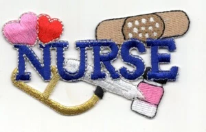 NURSE Iron On Patch Bandage Medicine Medical Syringe Profession - Picture 1 of 1