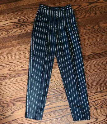 Винтажные штаны Mondi 80-х с высокой талией плиссированные шерстяная смесь сужающиеся в тонкую полоску EU38 S - Изображение 1 из 4