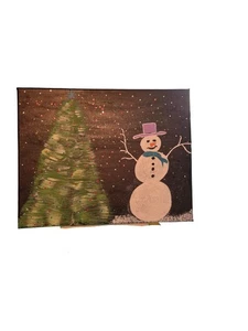 Pintura Hombre Nieve y Árbol de Navidad 11x14 - Imagen 1 de 1
