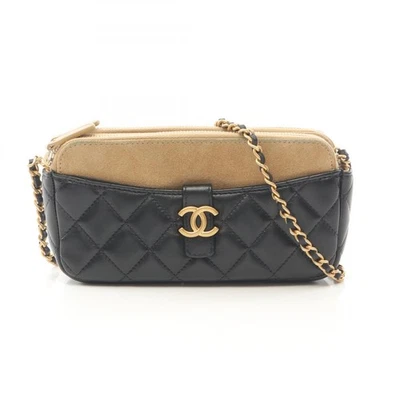 CHANEL Matelasse phone case chain crossbody Shoulder Bag AP4743 Lambskin GHW BK - Image 1 of 4