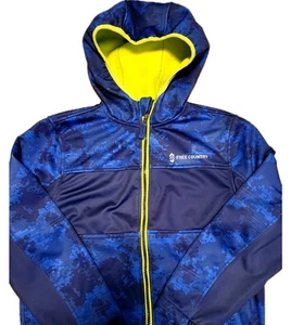 Free Country Boys Size 10/12 Jacket Blue Camo Softshell Hooded Medium Coat - Picture 1 of 10