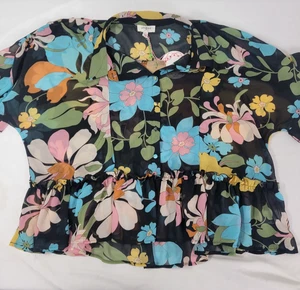 Umgee Damen Kurzarm Hemd mit Knopfleiste Blumenmuster Kurzarm Halbarm NEU L - Bild 1 von 5