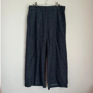Neu mit Etikett Eileen Fisher kurze Hose weites Bein indigo Bio-Hanfmischung Größe 8 - Bild 1 von 9