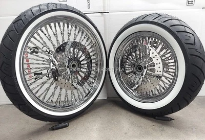 DNA 52 Cali Twisted Spoke 21F 16R Wheels Rotors Tire Harley Softail 00-07 Deluxe - Image 1 of 4