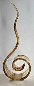 Murano Style Glass Handmade Ribbon Art Sculpture Display Gold Bronze Brown White - Picture 1 of 16