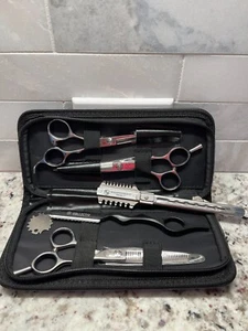 5 pc Hair Cutting Shears 32T Thinning, 5.5”, 5.75”, Feather & double edge razor - Picture 1 of 9