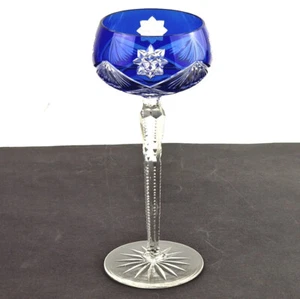 Glas Wine Glass Flashed Glass Cobalt Blue Hand Cut Val St.Lambert Um 1900 R694 - Picture 1 of 14