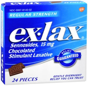 EX-LAX CHOCOLATE 24CT sennosides ORAL TAB CHEW 15 MG X 2 BOXES - Picture 1 of 1