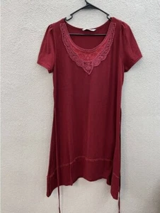 Womens Zeagoo Dress Size Medium Red Lace Neckline Short Sleeve  - Picture 1 of 13