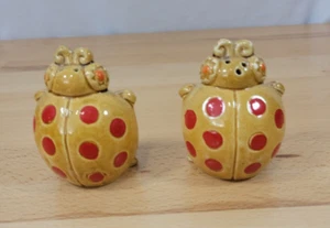 Vintage Salz und Pfefferstreuer Japan Marienkäfer Käfer braun und rot Stand Up MCM - Bild 1 von 7