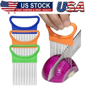 Onion Holder for Slicing,Stainless Steel Onion Cutter for Slicing,Potato Lemon - Picture 1 of 7