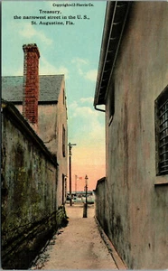 Vtg 1910s Treasury Narrowest Street In United States St Augustine FL Postcard - Picture 1 of 2