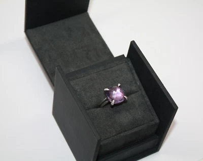 Anillo David Yurman Chatelaine de plata esterlina 14 mm amatista y diamantes [114GRA] Foto 1 de 4