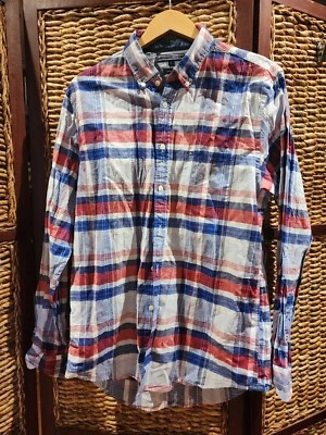 Tommy Hilfiger Button Down Cotton Linen Blend Shirt Size L Men's - image 1 of 4