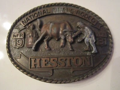 Hebilla de cinturón de rodeo Hesston National Finals 1981 - Tub Cr Foto 1 de 2