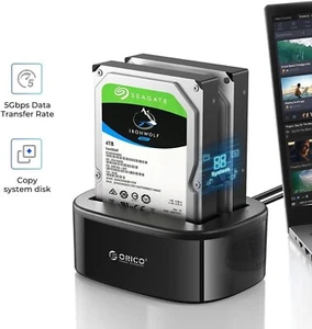 -ORICO Dual Bay USB 3.0 to SATA External Hard Drive Enclosure with Offline Clone - Picture 1 of 12
