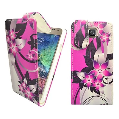CASE FOR SAMSUNG GALAXY ALPHA PINK CREAM FLOWER FLIP PU LEATHER POUCH COVER - Image 1 of 4