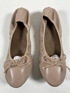TRARY Taupe Ballet Flats Slip on Shoes Bow Foldable Size 7 Ballerina Casual NEW - Picture 1 of 6